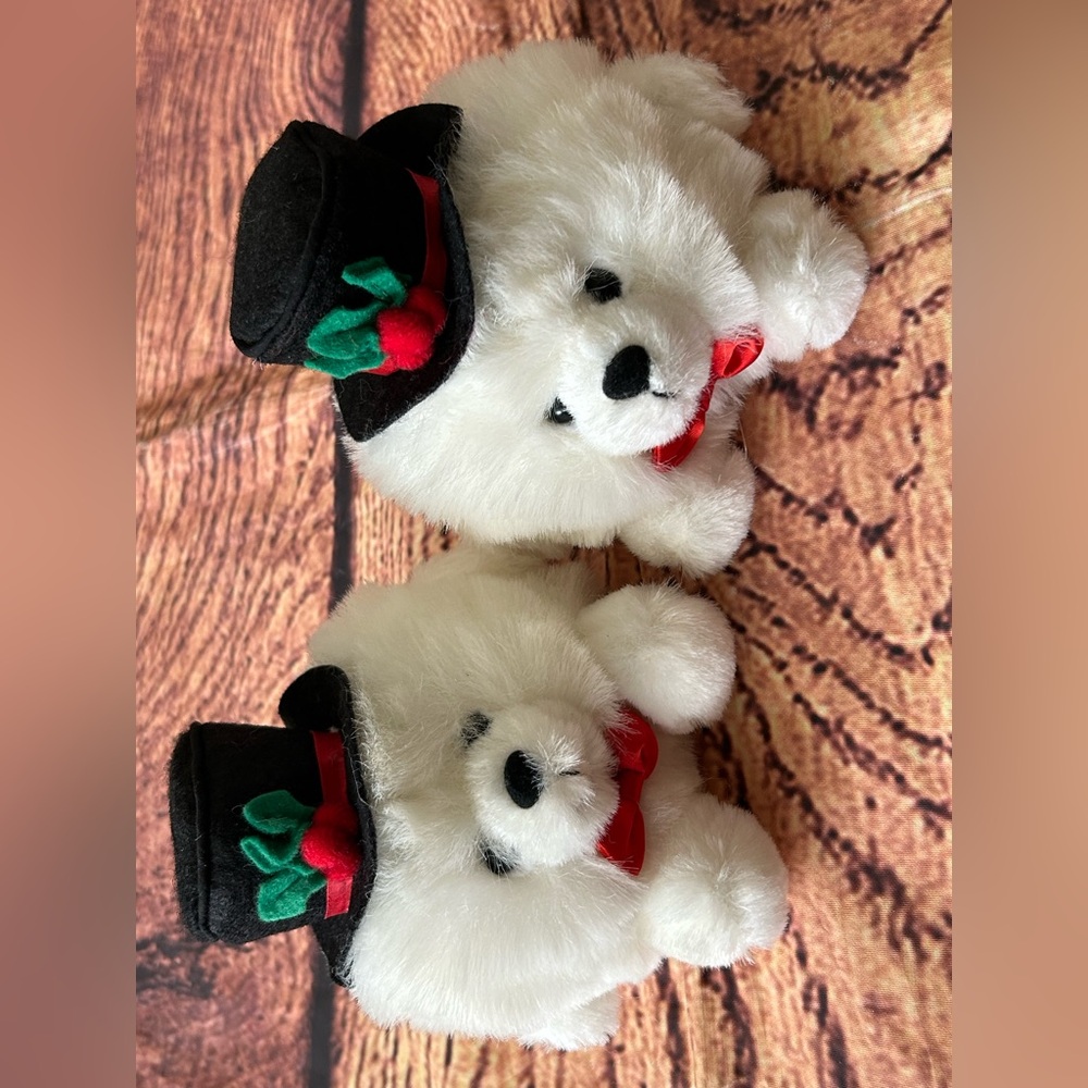 Vintage Russ “Mister. Christmas” Snowball Bear In Hat White Soft Plush Toys 8” - Picture 2 of 8